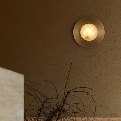 Royelux Modern Brass Round Wall Sconce - Elegant Ambient Light