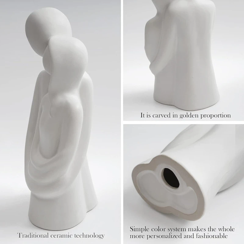 RoyaleGlow Abstract Embrace Ceramic Sculpture - Modern Minimalist Couple Figurine Decor
