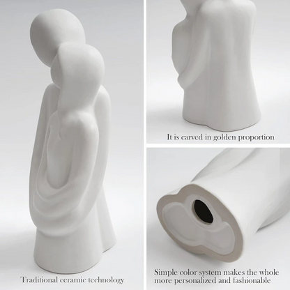 RoyaleGlow Abstract Embrace Ceramic Sculpture - Modern Minimalist Couple Figurine Decor