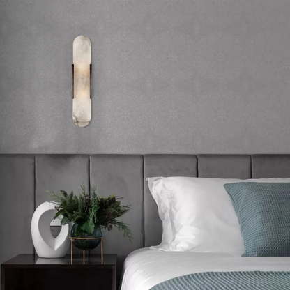 LuxRoyale 28" Elongated Alabaster Wall Sconce - Modern LED Up Down Light