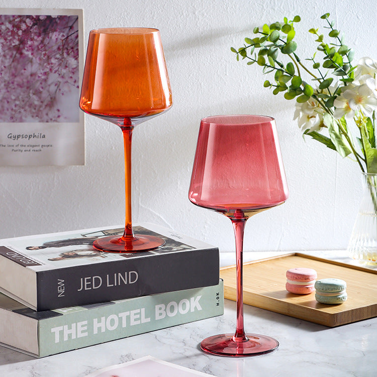 LuxRoyale Rainbow Wine Glass Set of 6 - Handcrafted Colorful Drinking Glasses