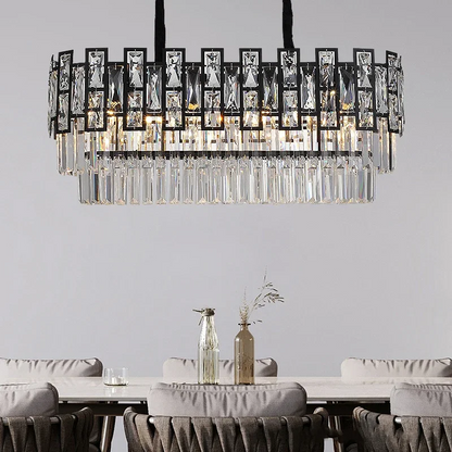 LuxRoyale Modern Crystal Chandelier Round Black Ceiling Light Fixture