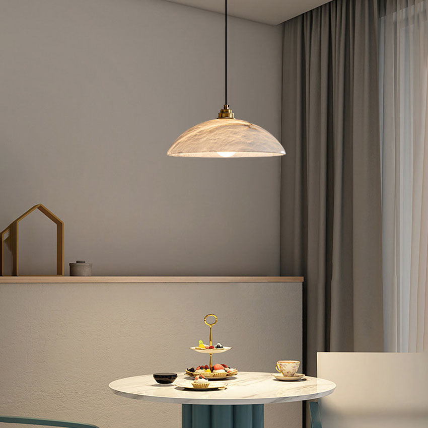 Royelux Alabaster Dome Pendant Light - Natural Stone Ceiling Fixture for Kitchen Island