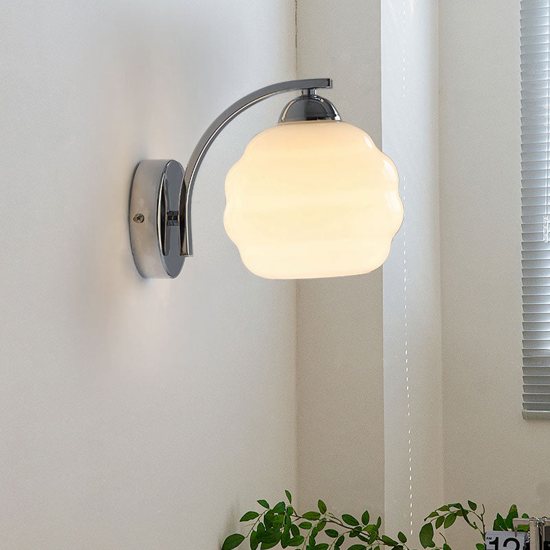 Royelux Vintage Art Deco Wall Lamp with White Glass Shade Brass Finish, Luxury Wall Lighting