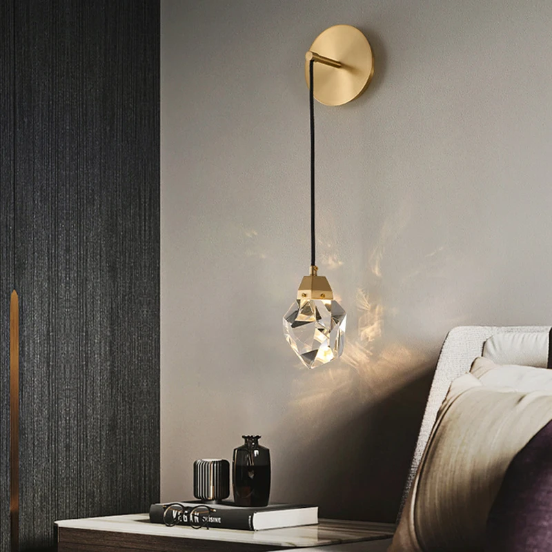 LuxRoyale Crystal Pendant Wall Light With Authentic K9 Crystal Prism Copper Finish