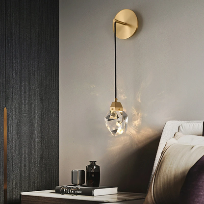 LuxRoyale Crystal Pendant Wall Light With Authentic K9 Crystal Prism Copper Finish