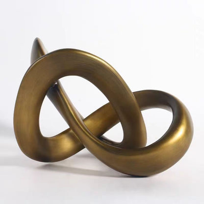 RoyaleGlow Abstract Gold Knot Sculpture - Modern Geometric Resin Home Decor