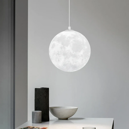 LuxRoyale Moon Pendant Light - 3D-Printed Lunar Surface Chandelier, Warm Ambient Glow