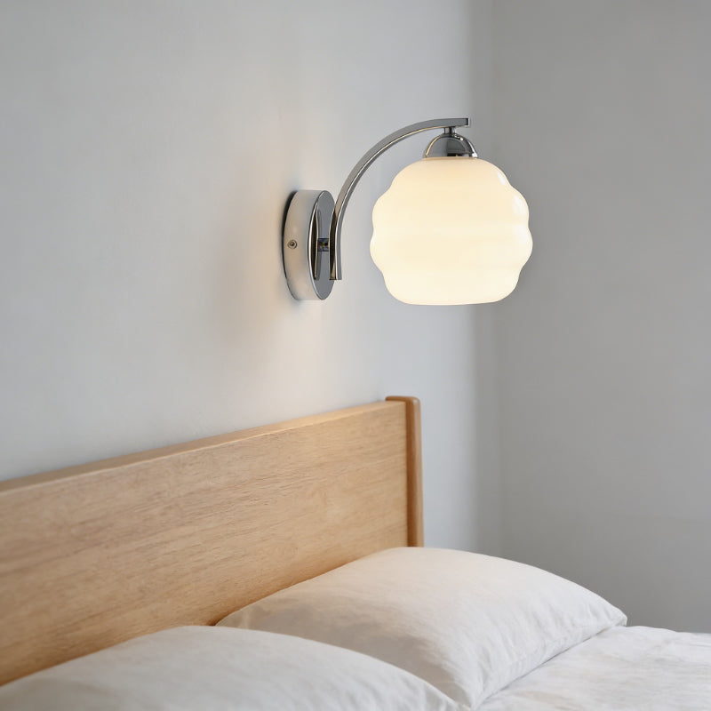 Royelux Vintage Art Deco Wall Lamp with White Glass Shade Brass Finish, Luxury Wall Lighting