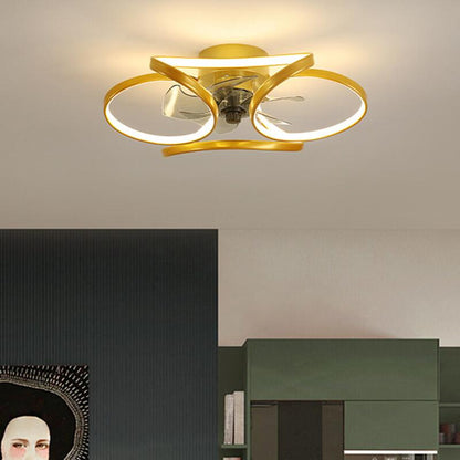 Royelux Modern LED Flush Mount Ceiling Fan with Light & Remote for Bedroom Living Room