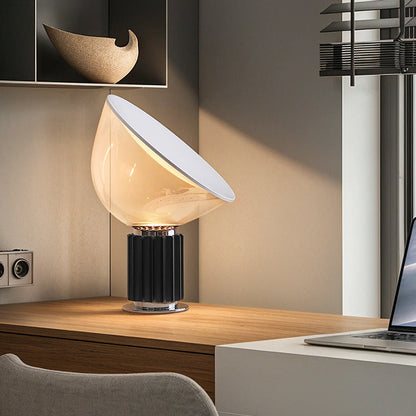 RoyaleGlow Industrial Table Lamp - Adjustable Clear Glass & Black Metal Base