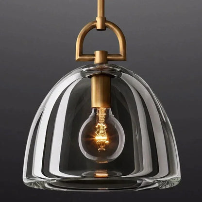 Royelux Modern Brass & Clear Glass Dome Pendant Light for Kitchen Island