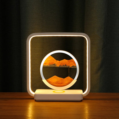 Royelux 3D Moving Sand Art Lamp with 15W Wireless Charger & LED Desk Light