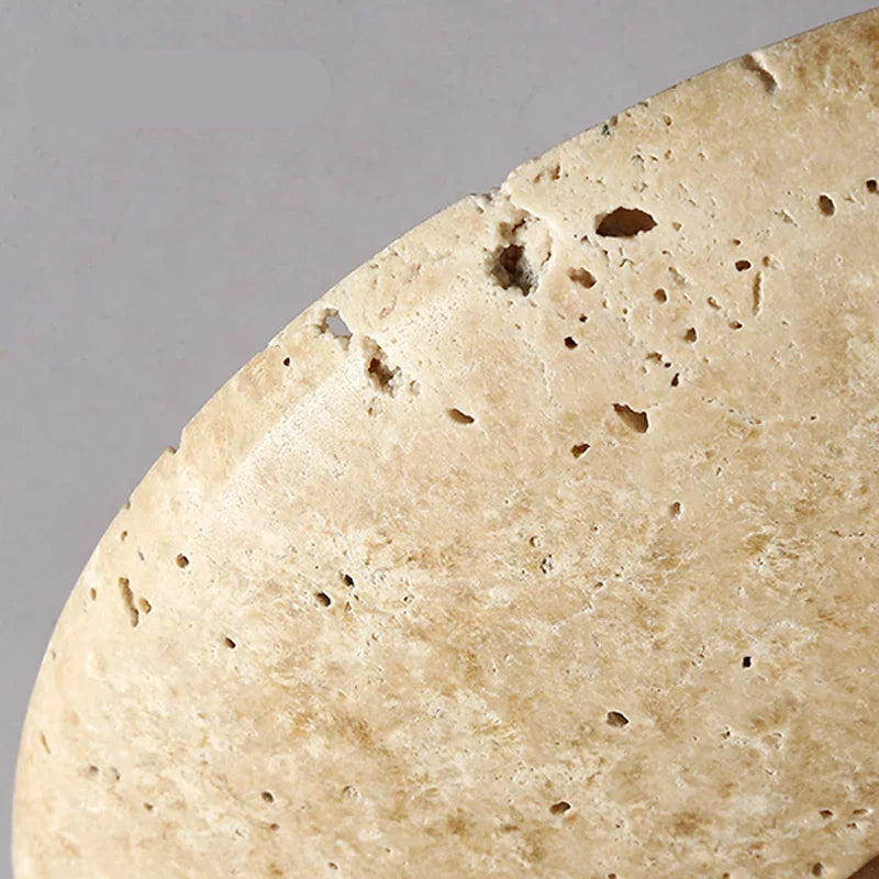 Lumora Sculptural Travertine Ceiling Light with Frosted Globe