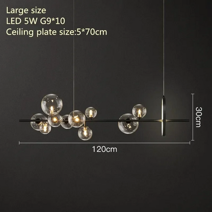 RoyaleGlow Modern Linear Chandelier with Glass Spheres for Dining Room
