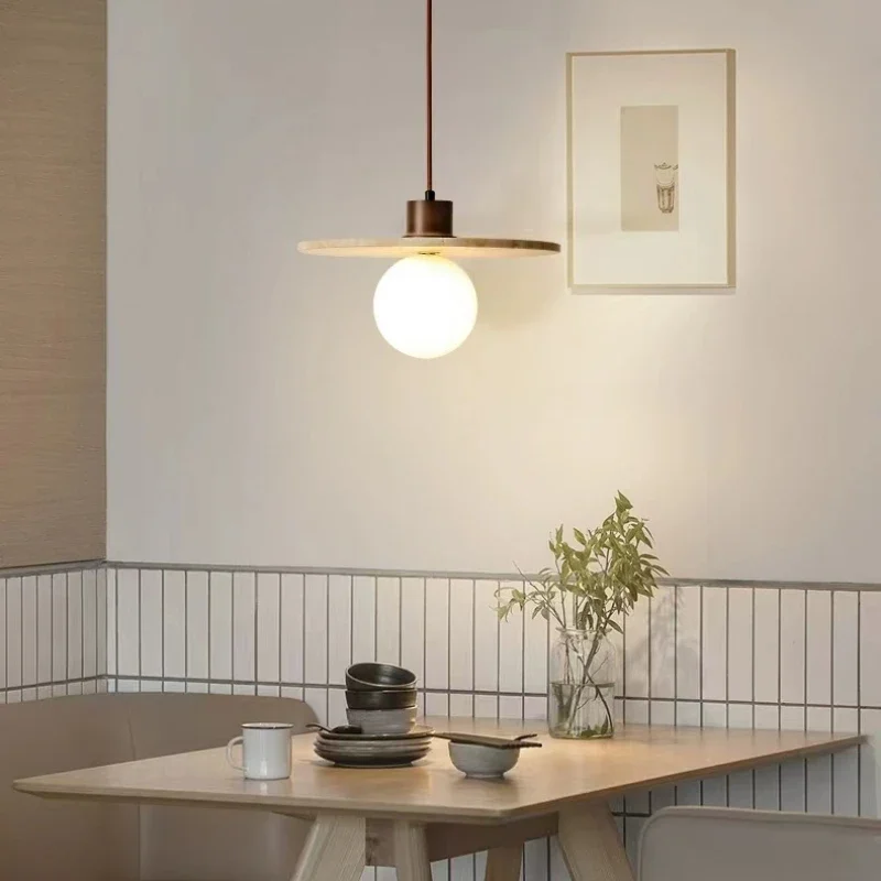 RoyaleGlow Travertine Pendant Light Minimalist Modern Cement Hanging Chandelier