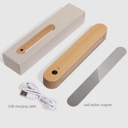 Royaleva Natural Wood Magnetic Key Holder Motion Sensor LED Wall Light