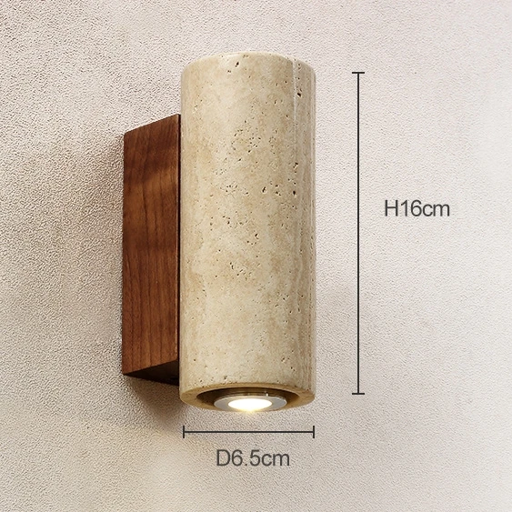 RoyaleGlow Travertine Stone LED Wall Sconce - Minimalist Up And Down Light