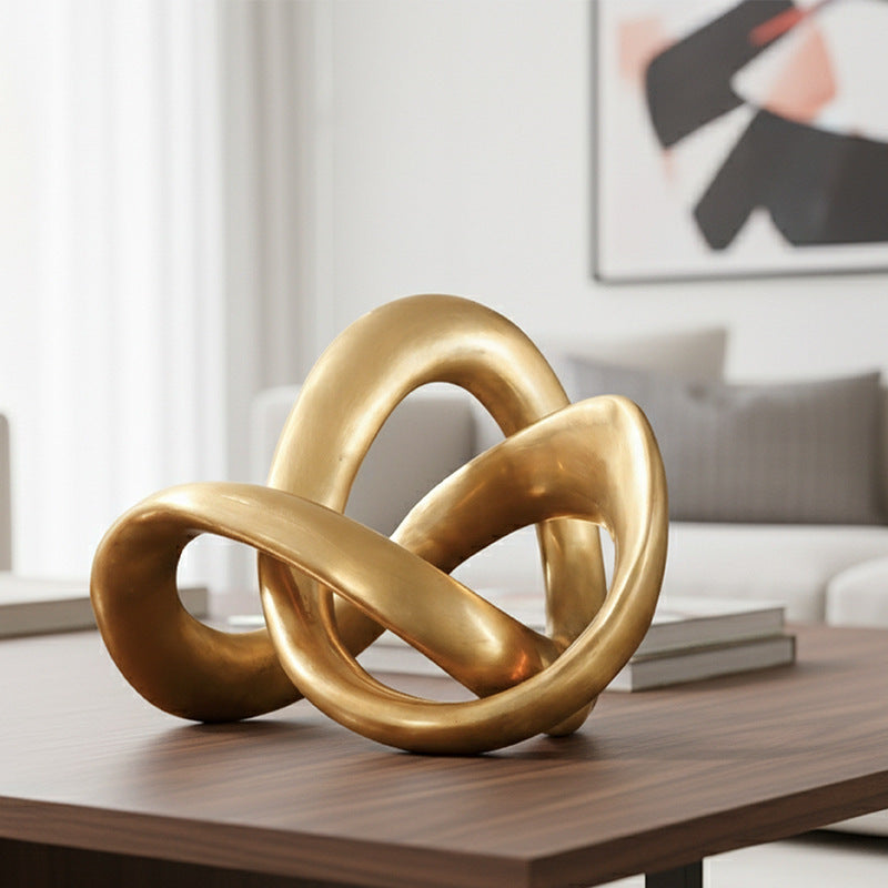 RoyaleGlow Abstract Gold Knot Sculpture - Modern Geometric Resin Home Decor