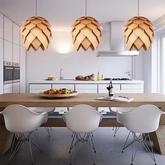 Lumora Pine Cone Wooden Pendant Light | Nordic Japandi Ceiling Lamp