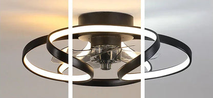 Royelux Modern LED Flush Mount Ceiling Fan with Light & Remote for Bedroom Living Room