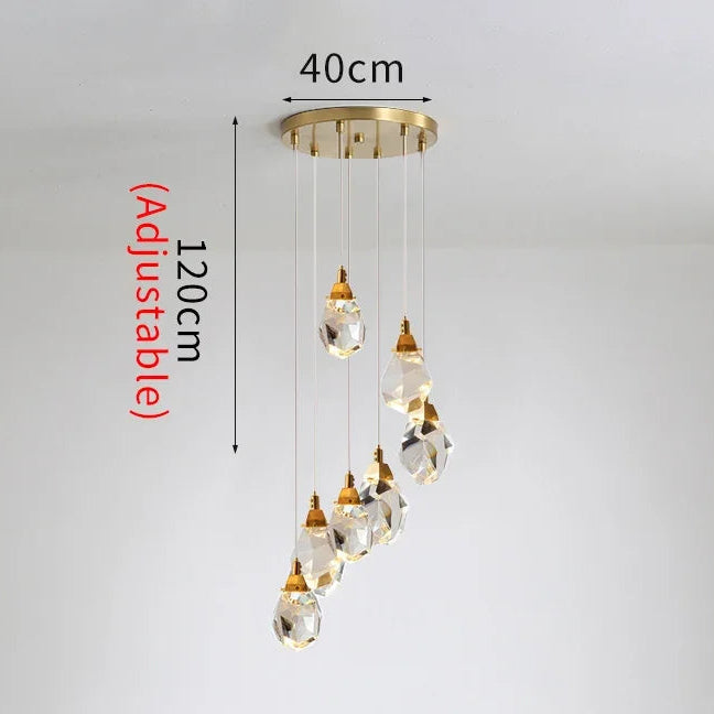 Royelux Gold LED Crystal Chandelier Pendant Ceiling Light, Adjustable Drop