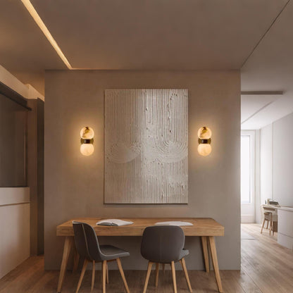 Royelux Modern Marble Dual Globe Wall Sconce - Elegant Nordic Brass Light