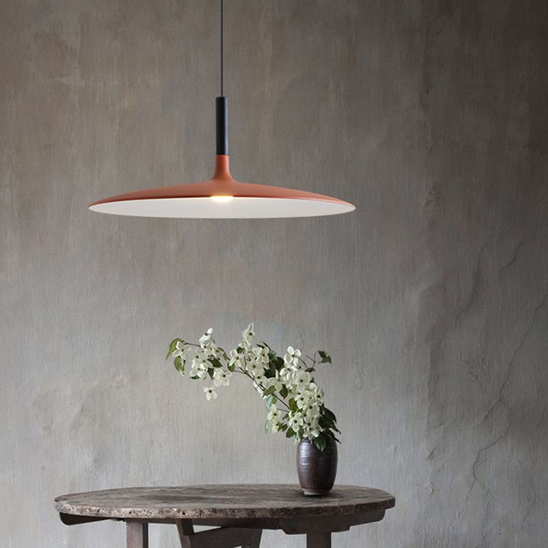 LuxRoyale Flat LED Pendant Light-Modern Disk Industrial Hanging Lamp