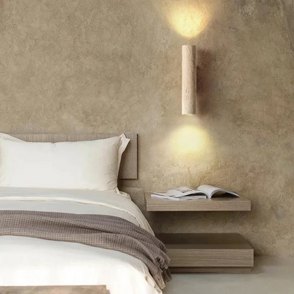 Lumora Travertine Up Down Wall Sconce, Modern Stone Wall Light Luxury with Two Way Glow