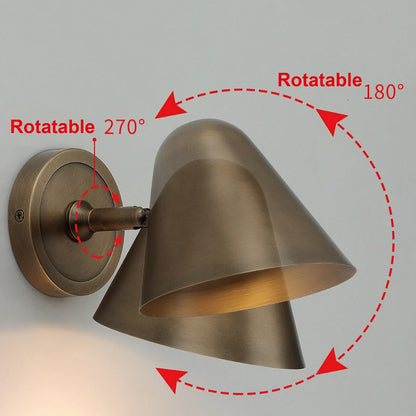 LuxRoyale Modern Solid Brass Conical Wall Sconce - Elegant Downlight Fixture