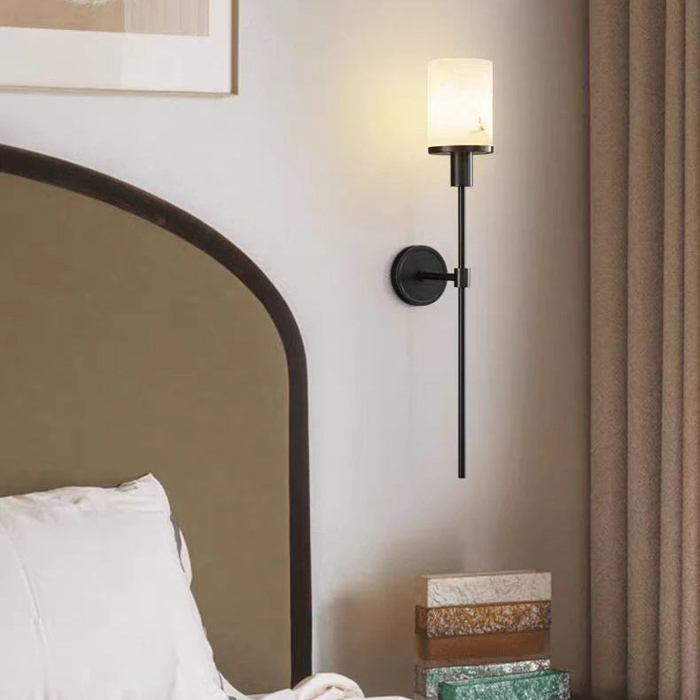 Royelux Modern Alabaster Wall Sconce - Elegant Transitional Brass & Glass Light