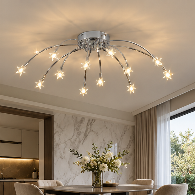 Royelux Modern Starburst Flush Mount Ceiling Light -  Starry Sky Metal Fixture For Bedroom