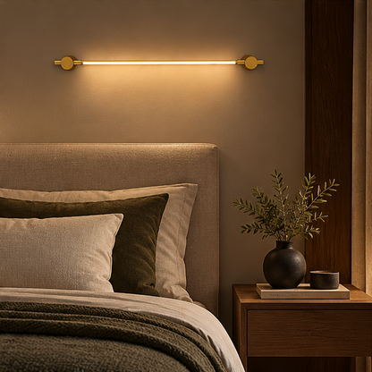 LuxRoyale Modern Brass LED Vanity Light - Stainless Steel Strip Design Wall Mounted Lamp