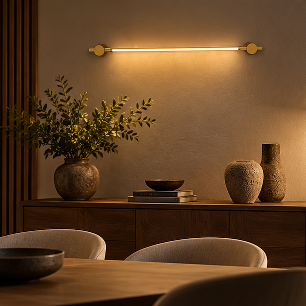 LuxRoyale Modern Brass LED Vanity Light - Stainless Steel Strip Design Wall Mounted Lamp