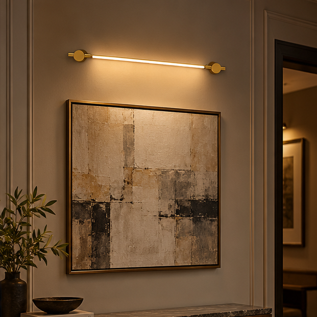 LuxRoyale Modern Brass LED Vanity Light - Stainless Steel Strip Design Wall Mounted Lamp