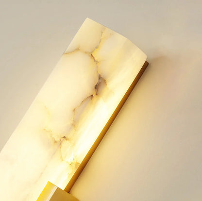 LuxRoyale Alabaster Wall Lamp With Veined Alabaster Shade And Brass Finish Modern Wall Sconce