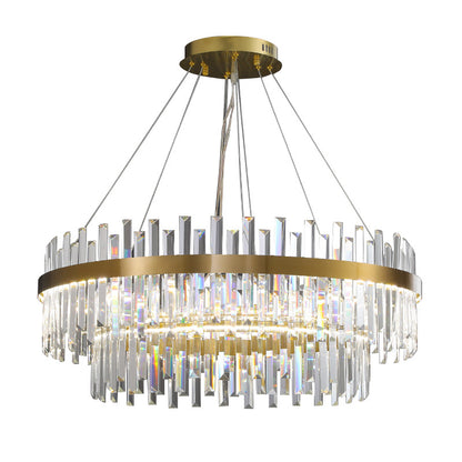 RoyaleGlow Tiered Crystal Chandelier-Modern Gold Pendant Light Fixture