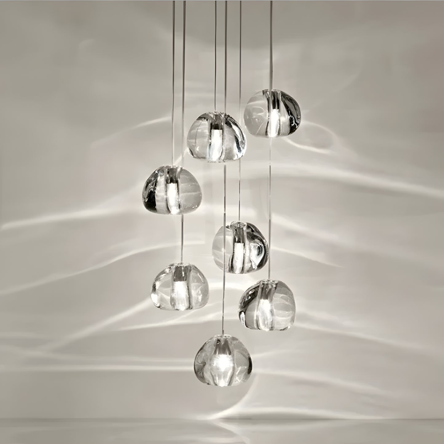 LuxRoyale Cascading Crystal Drop Chandelier for Staircase Entryway Lighting