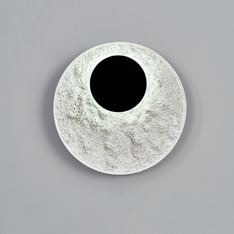 Royelux Modern Eclipse LED Wall Sconce - Snow White Textured Finish for Living Room