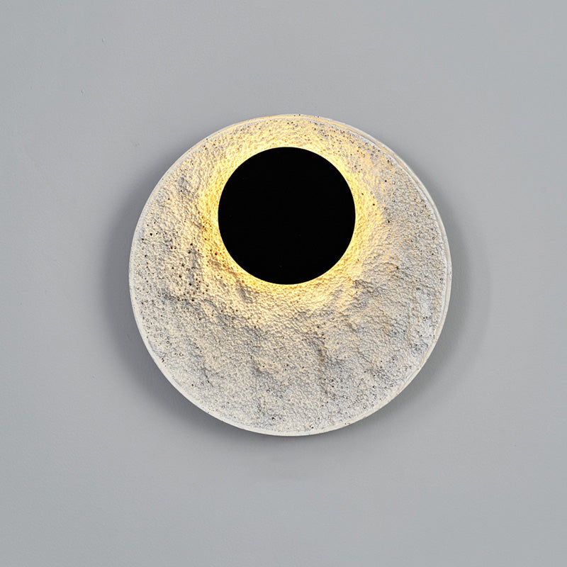 Royelux Modern Eclipse LED Wall Sconce - Snow White Textured Finish for Living Room
