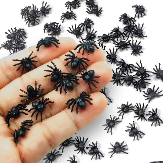 50pcs Halloween Spiders Decorations Small Black Plastic Spiders Haunted House Spider Decoration Simulation Tricky Toy 0