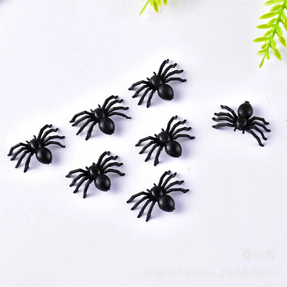 50pcs Halloween Spiders Decorations Small Black Plastic Spiders Haunted House Spider Decoration Simulation Tricky Toy 1
