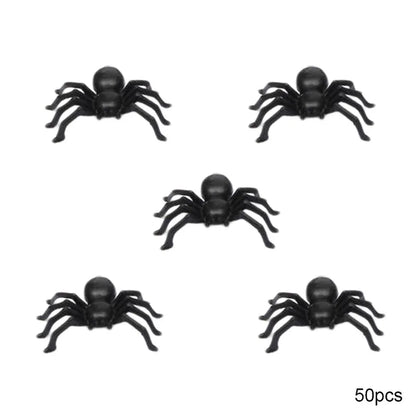50pcs Halloween Spiders Decorations Small Black Plastic Spiders Haunted House Spider Decoration Simulation Tricky Toy 4