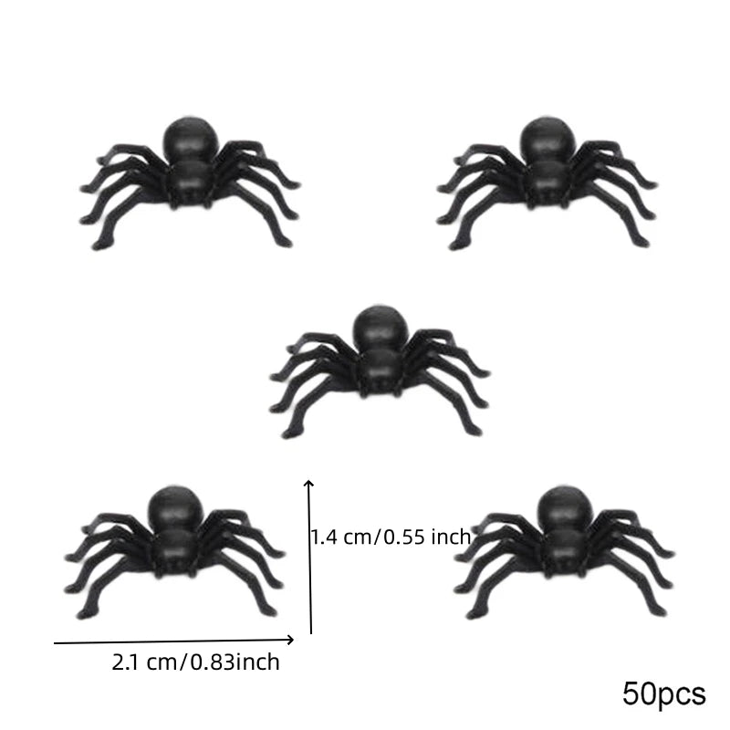 50pcs Halloween Spiders Decorations Small Black Plastic Spiders Haunted House Spider Decoration Simulation Tricky Toy 5
