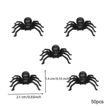 50pcs Halloween Spiders Decorations Small Black Plastic Spiders Haunted House Spider Decoration Simulation Tricky Toy 5