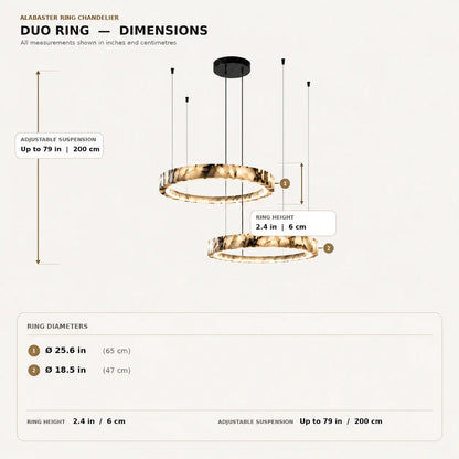 Royelux Modern Marble LED Ring Chandelier - Adjustable Pendant Light