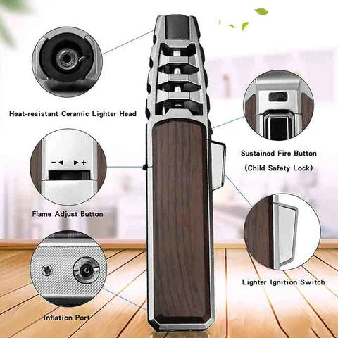 RoyaleGlow Windproof Torch Lighter with Adjustable Flame