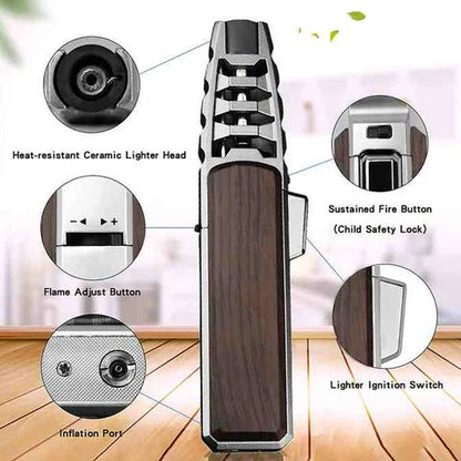 RoyaleGlow Windproof Torch Lighter with Adjustable Flame