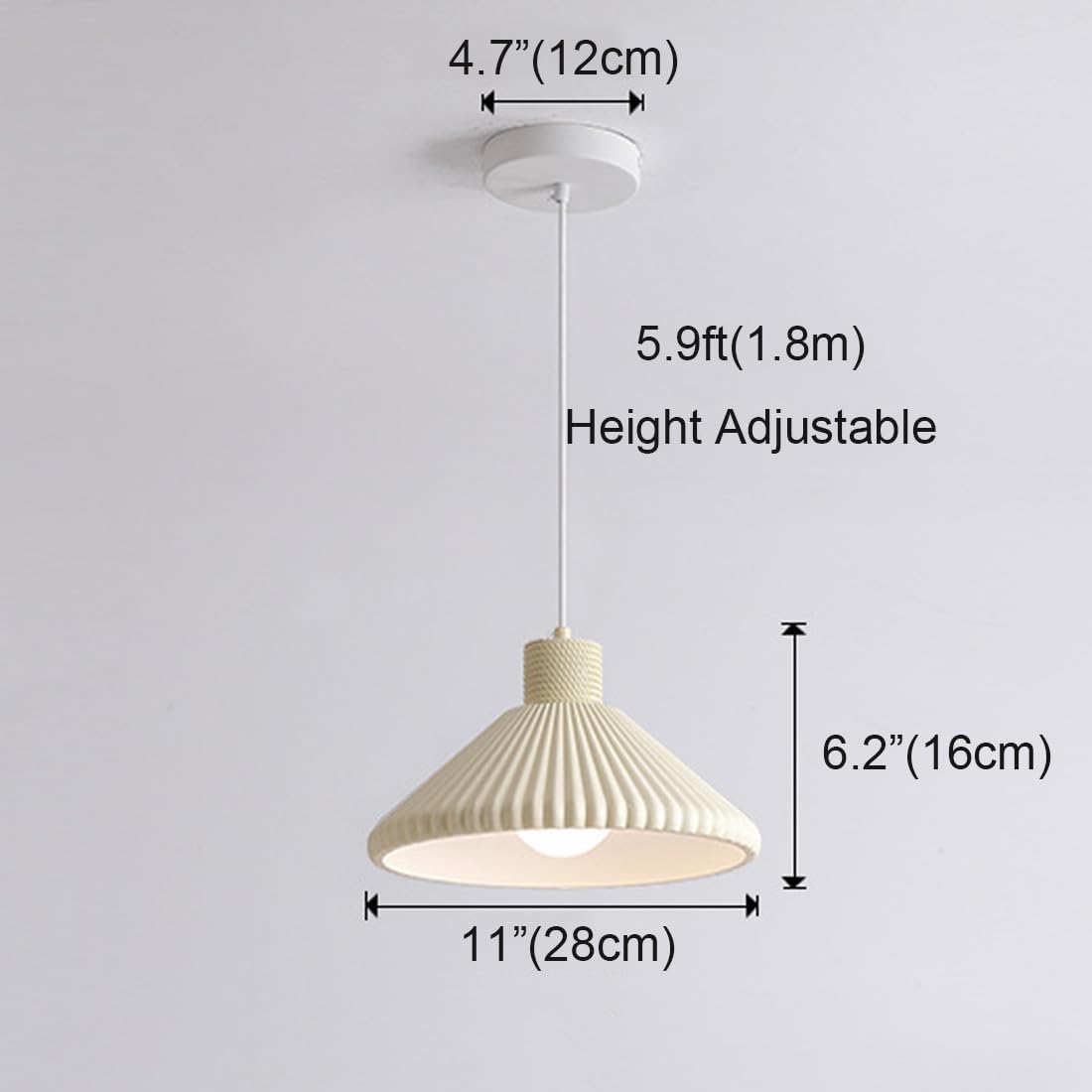 RoyaleGlow Modern Pleated Cone Pendant Light for Dining Room & Kitchen Island