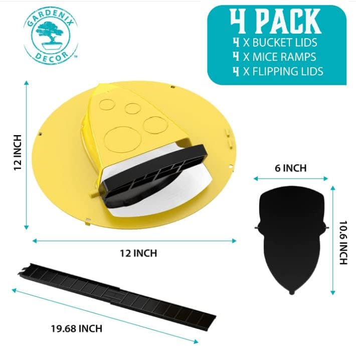Royaleva 4-Pack Bucket Lid Mouse Trap for Easy Pest Control